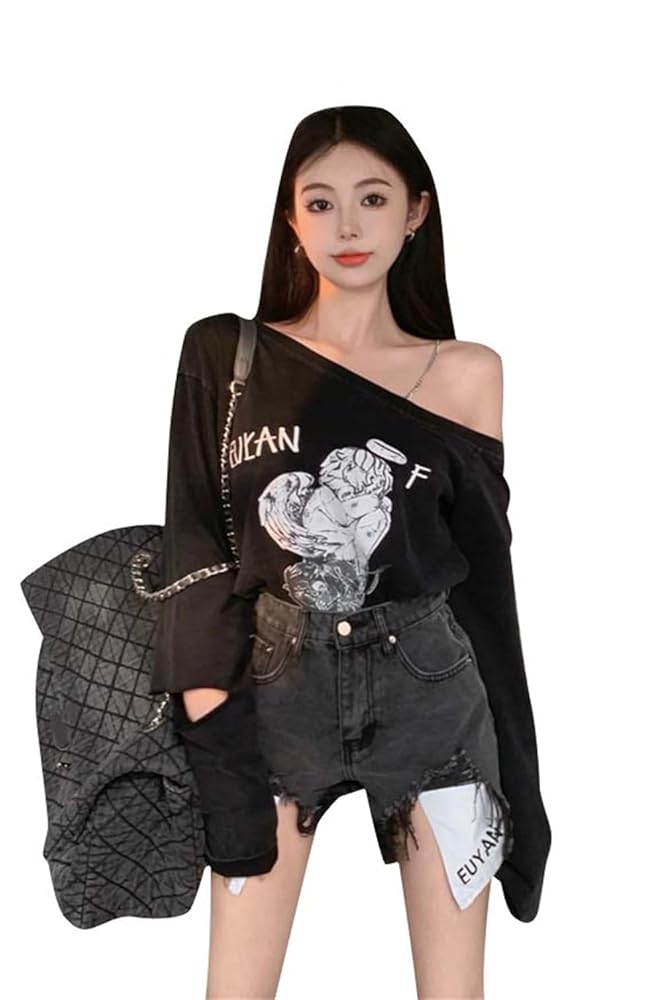  原宿 オープン限定コレクション Tシャツ レディース　L 楽天市場】レディース 地雷服 地雷系 肩あきトップス 肩出し